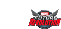 a logo for marvel future revolution with a silhouette of a wing