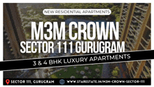 an advertisement for m3m crown sector 111 gurugram