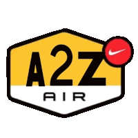 an a2z air logo with a red nike logo in the center