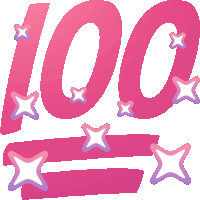 the number 100 is surrounded by purple and blue stars