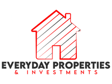 a logo for everyday properties & investments with a house