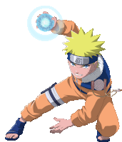 a cartoon drawing of naruto holding a ball in his hand