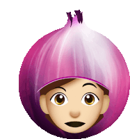 a person wearing a purple onion hat with a surprised face