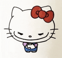 a drawing of hello kitty with a bow on her head