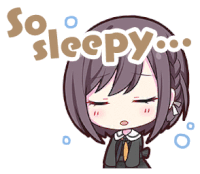 a girl with her eyes closed and the words so sleepy above her