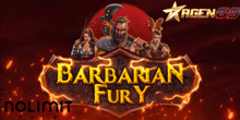 a poster for barbarian fury shows a man holding a sword