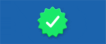 a green badge with a white check mark on it