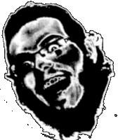 a black and white drawing of a man 's face with his mouth open