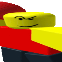 a yellow block with an angry face on it is sitting on a red and yellow block .