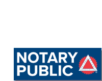 a blue and white logo for the notary public association