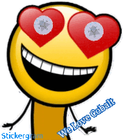 a smiley face with heart shaped eyes and the words we love cobalt below it