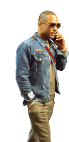 a man wearing a denim jacket with a patch that says ' t.i.f.f. '