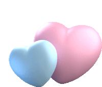 a pink heart and a blue heart are next to each other