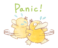 a drawing of a duck with the word panic written above it