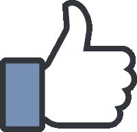 a facebook thumbs up icon with a blue stripe