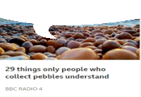 a picture of a pile of rocks with the words 29 things only people who collect pebbles understand bbc radio 4