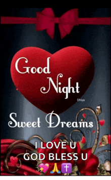 a good night sweet dreams i love u god bless u card