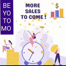 a poster that says be yo to mo with a woman sitting on an alarm clock