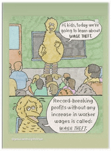 a cartoon of big bird talking to a group of people