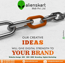 an advertisement for alienskart web pvt. ltd