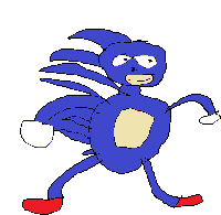 a drawing of sonic the hedgehog with red shoes