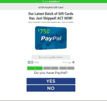 a $ 750 paypal gift card is available