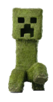 a creeper made out of grass with a black eye