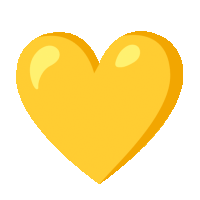 a yellow heart on a white background that looks like it is floating in the air