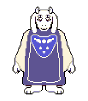 a pixel art drawing of a goat wearing a purple vest