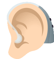 a close up of an ear with a hearing aid