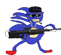 a cartoon of sonic the hedgehog wearing a swag hat