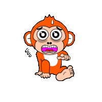 a cartoon monkey is sitting down with its mouth open