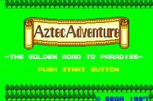 a green screen with a sign that says aztec adventure on it