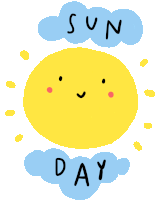 a drawing of a sun with a face and the words sun day below it