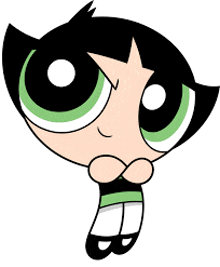 buttercup from the powerpuff girls looks angry with her hands folded