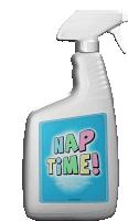 a spray bottle with a label that says nap time on it