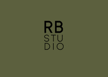 a logo for rb studio with a green background