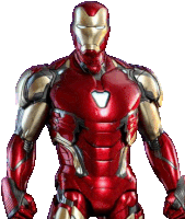 a close up of a red and gold iron man costume on a white background