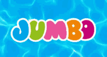 a colorful logo for jumbo is floating in the water