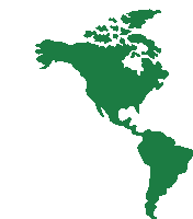 a green silhouette of north america and south america