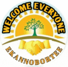 a logo that says " welcome everyone " with a tree in the center