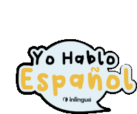 a logo for yo hablo espanol with a speech bubble on a white background