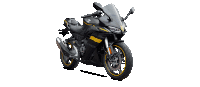 a black motorcycle with a yellow stripe on the side