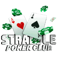 a poker club logo with playing cards and chips