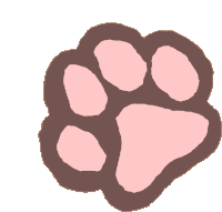 a drawing of a pink paw print with a brown outline