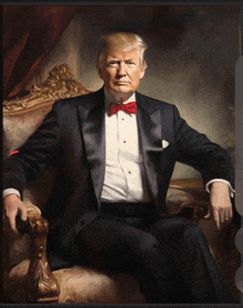 a portrait of donald trump in a tuxedo and bow tie