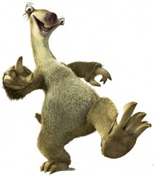 a cartoon sloth is giving a thumbs up .