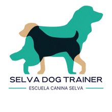 a logo for the selva dog trainer shows a dog and a puppy