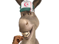 a cartoon donkey wearing a hat that says algeria