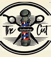 a logo for the barbershop the cut